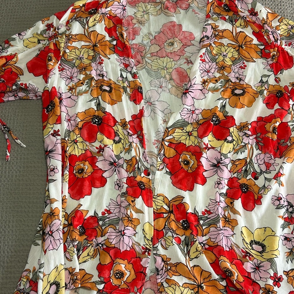 Floral Women's Coverup - Red, Orange, Yellow